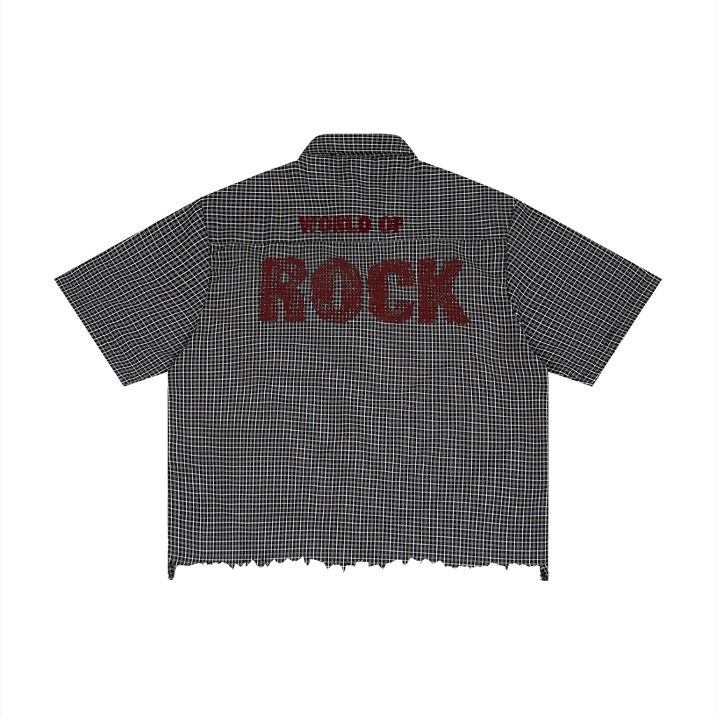 World Of Rock Unisex Distressed Plaid Boxy Shirt