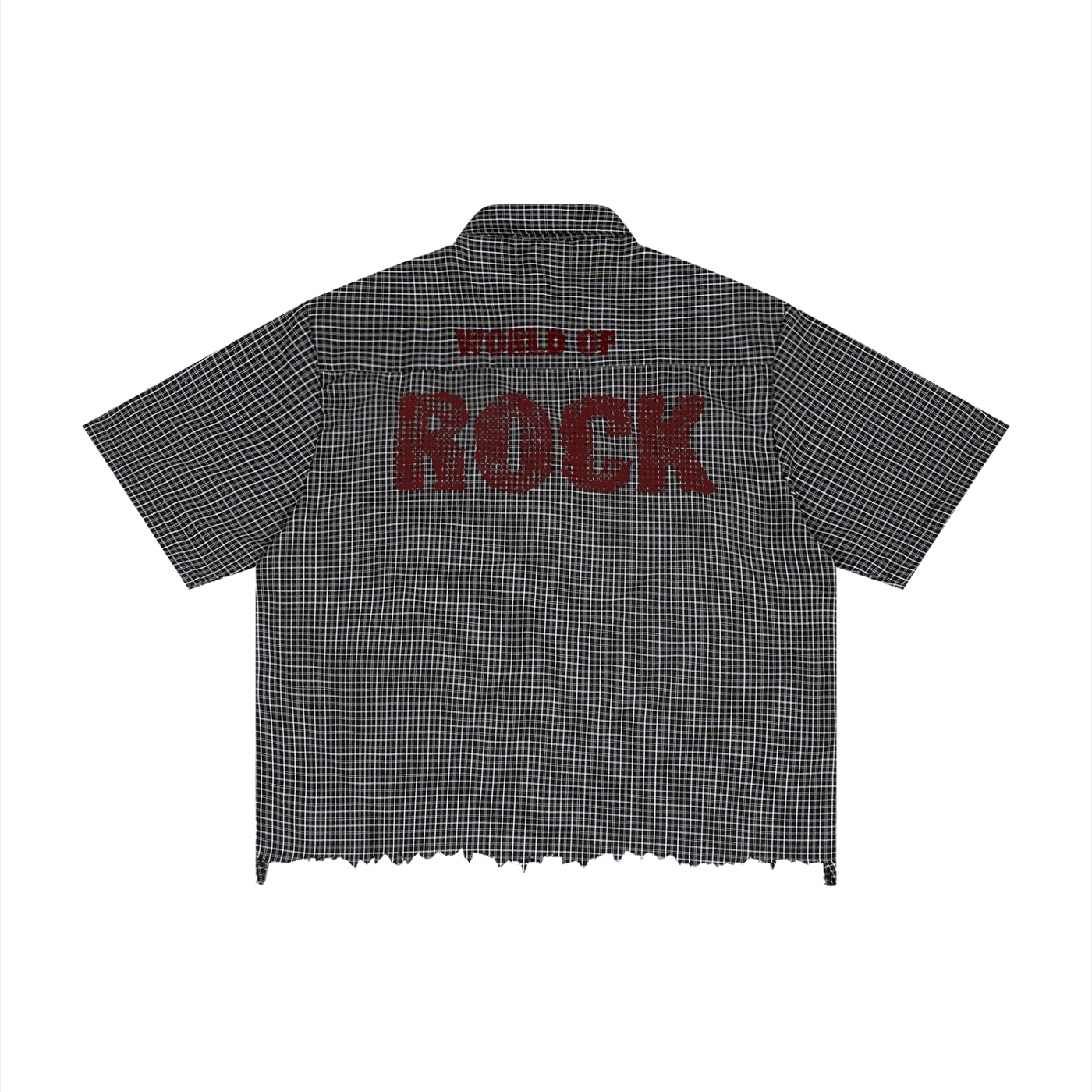 World Of Rock Unisex Distressed Plaid Boxy Shirt