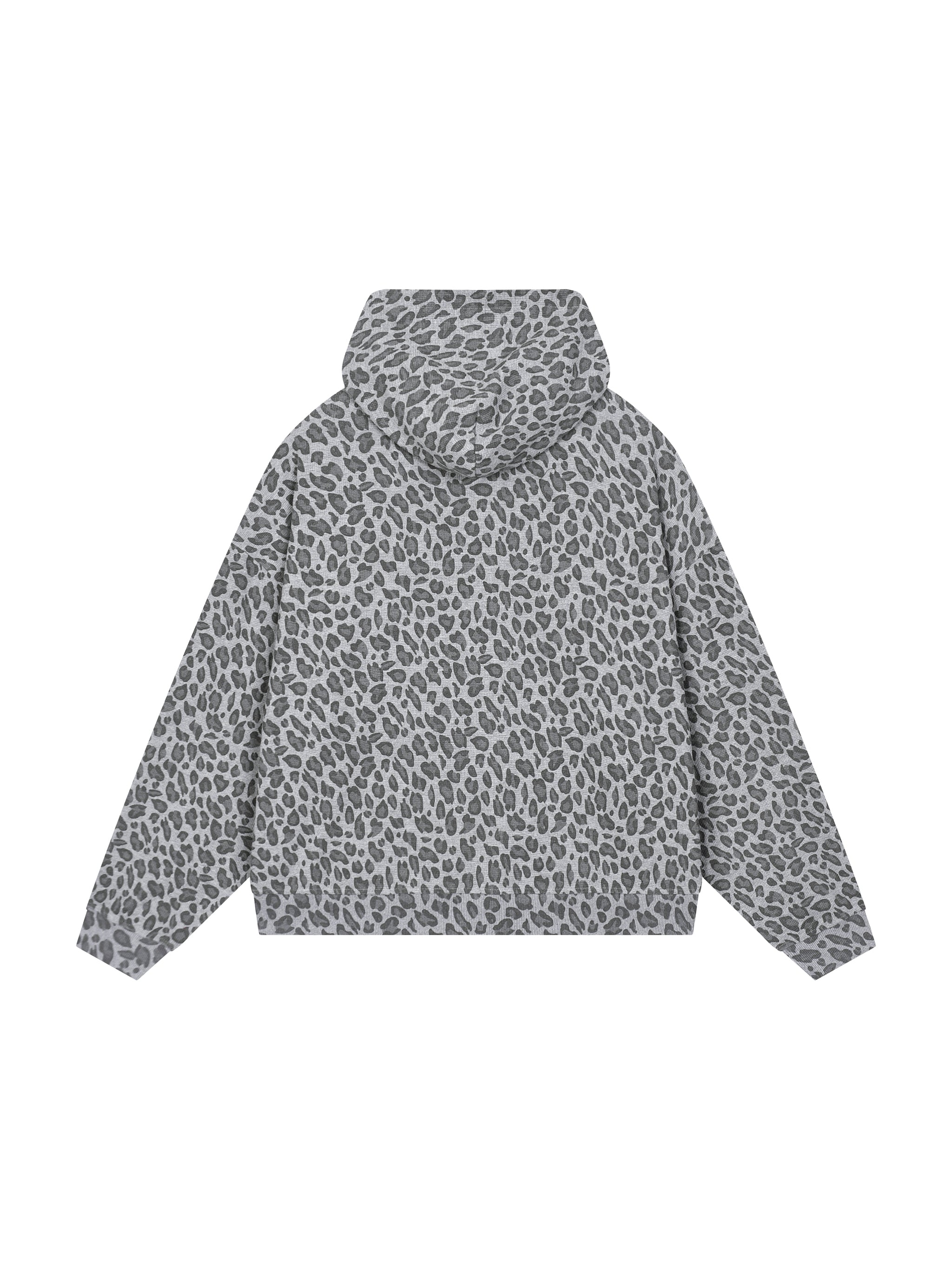 Leopard Print Waffle Full Zip Hoodie