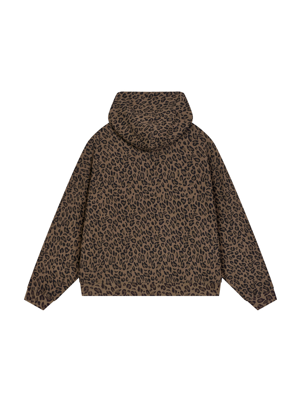 Leopard Print Waffle Full Zip Hoodie