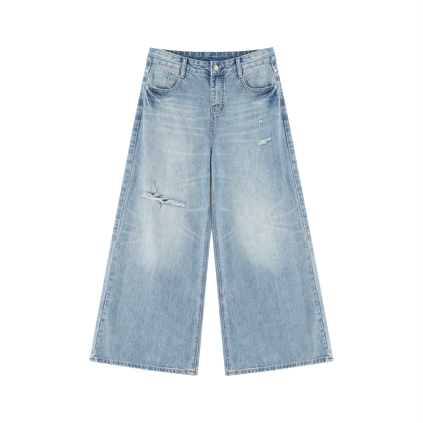 World Of Rock Distressed Wide Leg Jeans