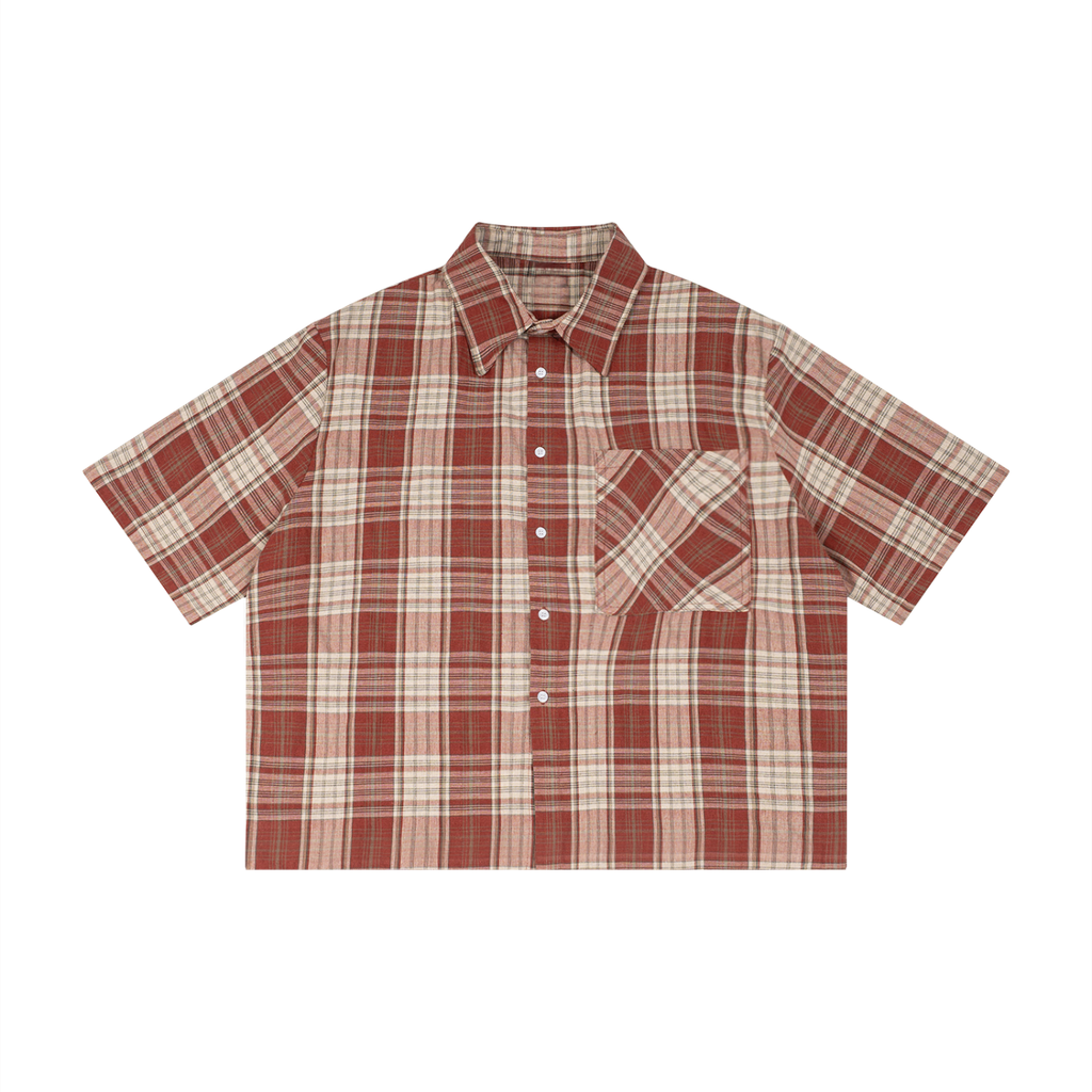 World Of Rock Unisex Plaid Boxy Short Sleeve Shirt
