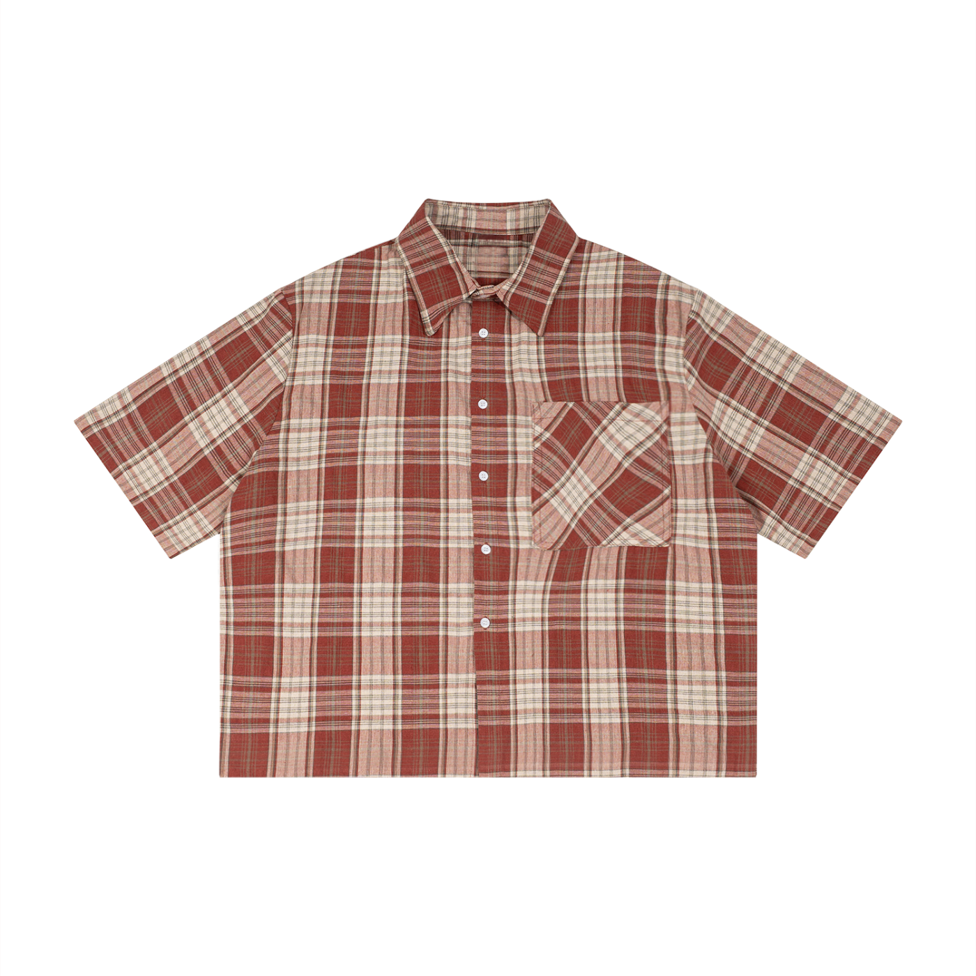 World Of Rock Unisex Plaid Boxy Short Sleeve Shirt