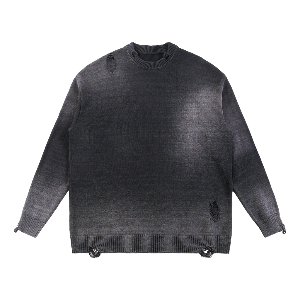World Of Rock Distressed Ripped Crewneck Sweater