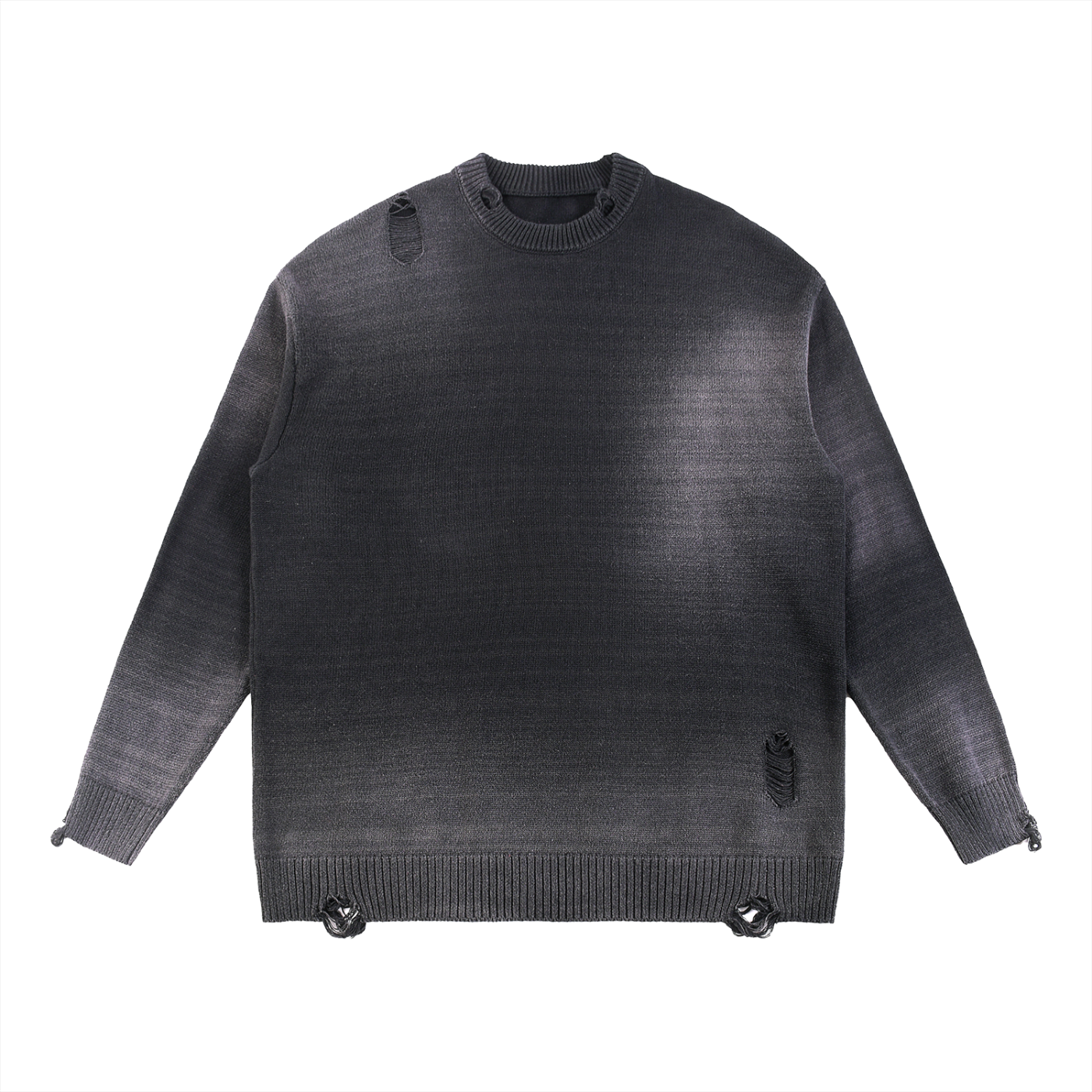 World Of Rock Distressed Ripped Crewneck Sweater