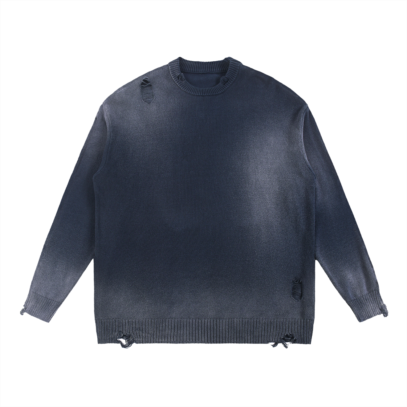 World Of Rock Distressed Ripped Crewneck Sweater