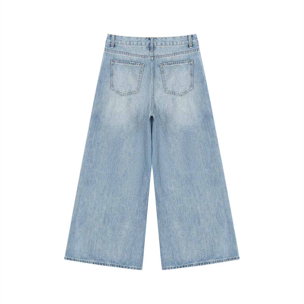 World Of Rock Distressed Wide Leg Jeans