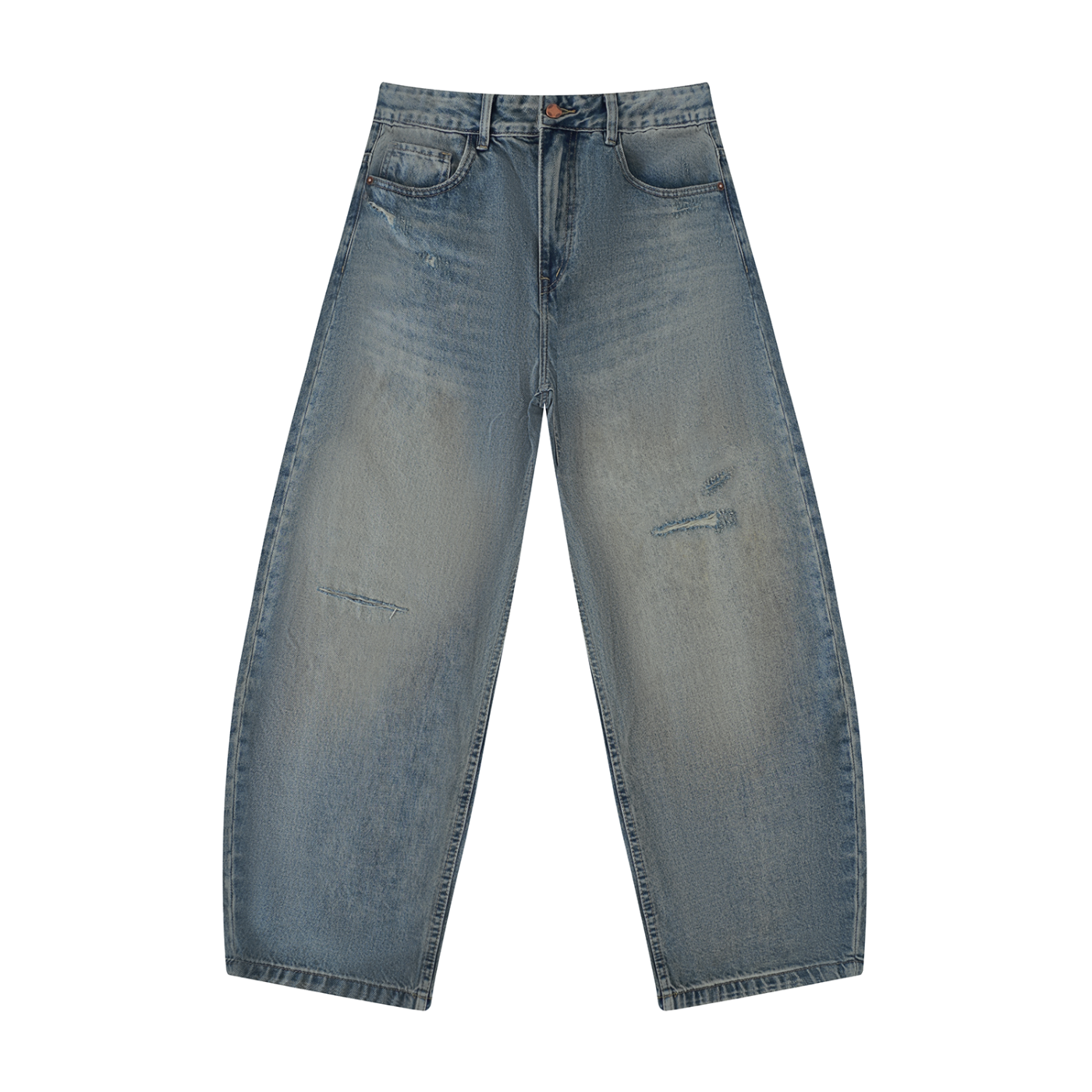 World Of Rock Distressed Barrel Leg Jeans