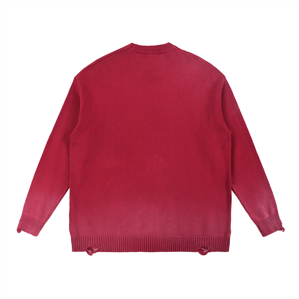 World Of Rock Distressed Ripped Crewneck Sweater
