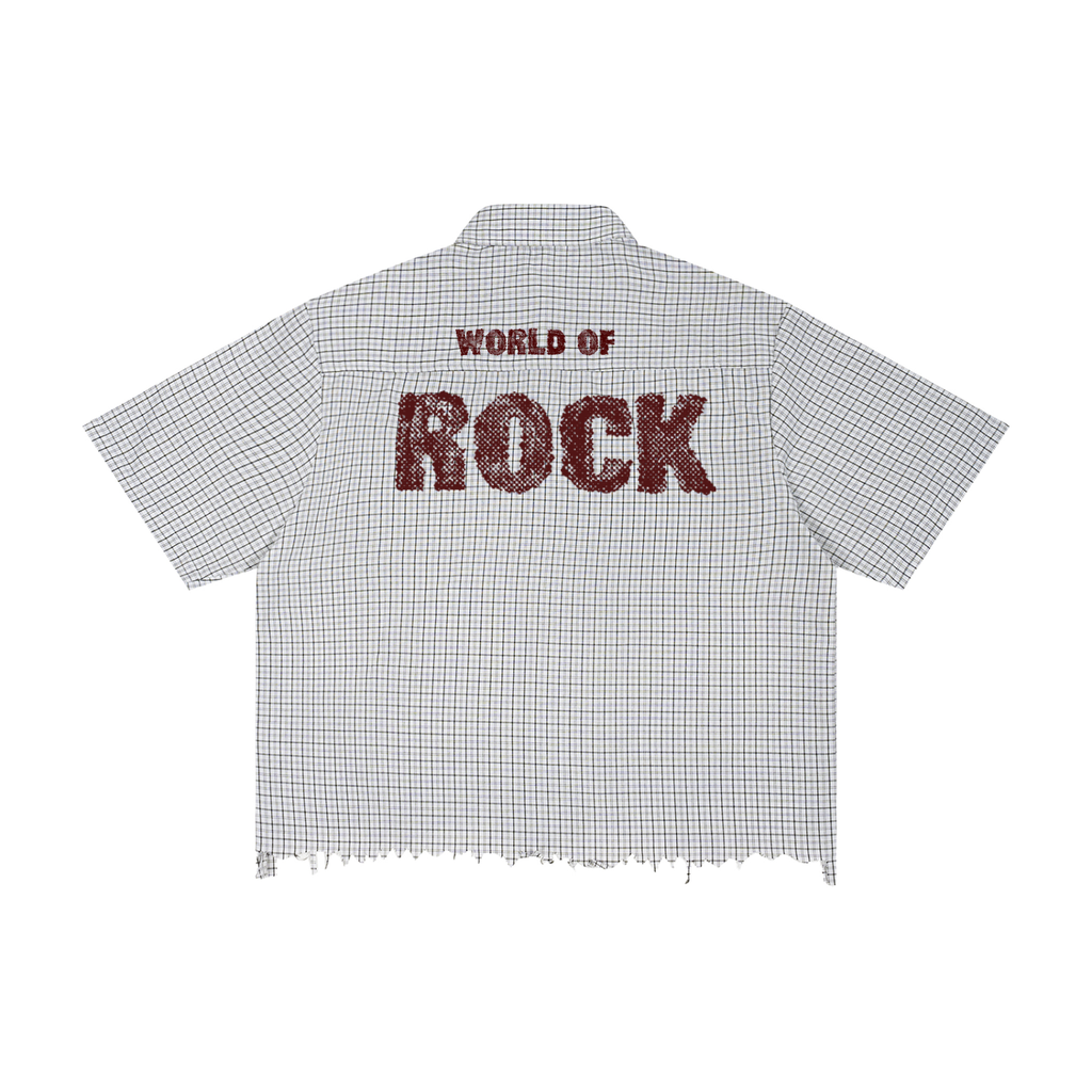 World Of Rock Unisex Distressed Plaid Boxy Shirt