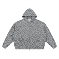 Leopard Print Waffle Full Zip Hoodie