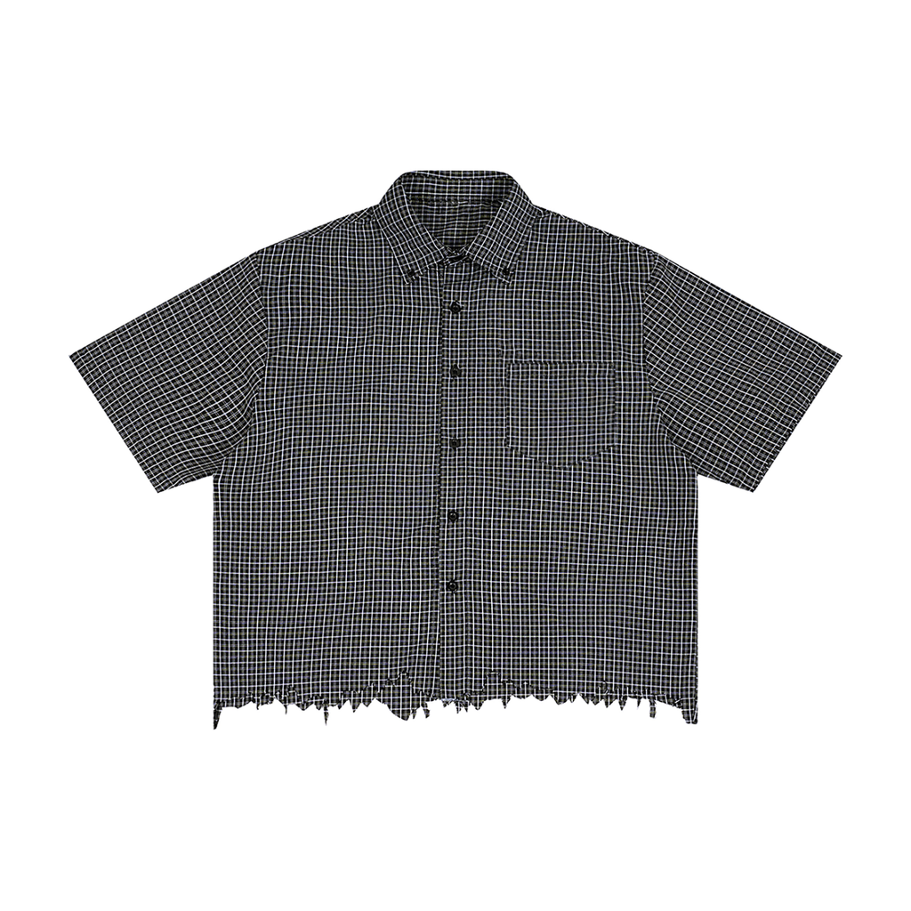 World Of Rock Unisex Distressed Plaid Boxy Shirt