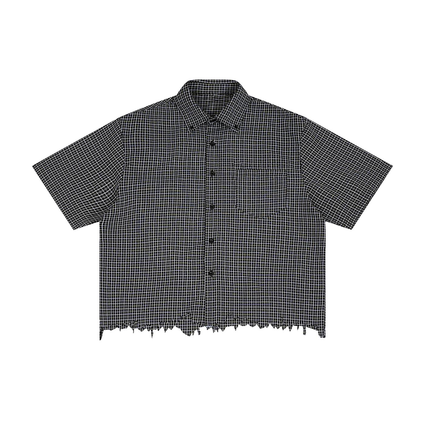 World Of Rock Unisex Distressed Plaid Boxy Shirt