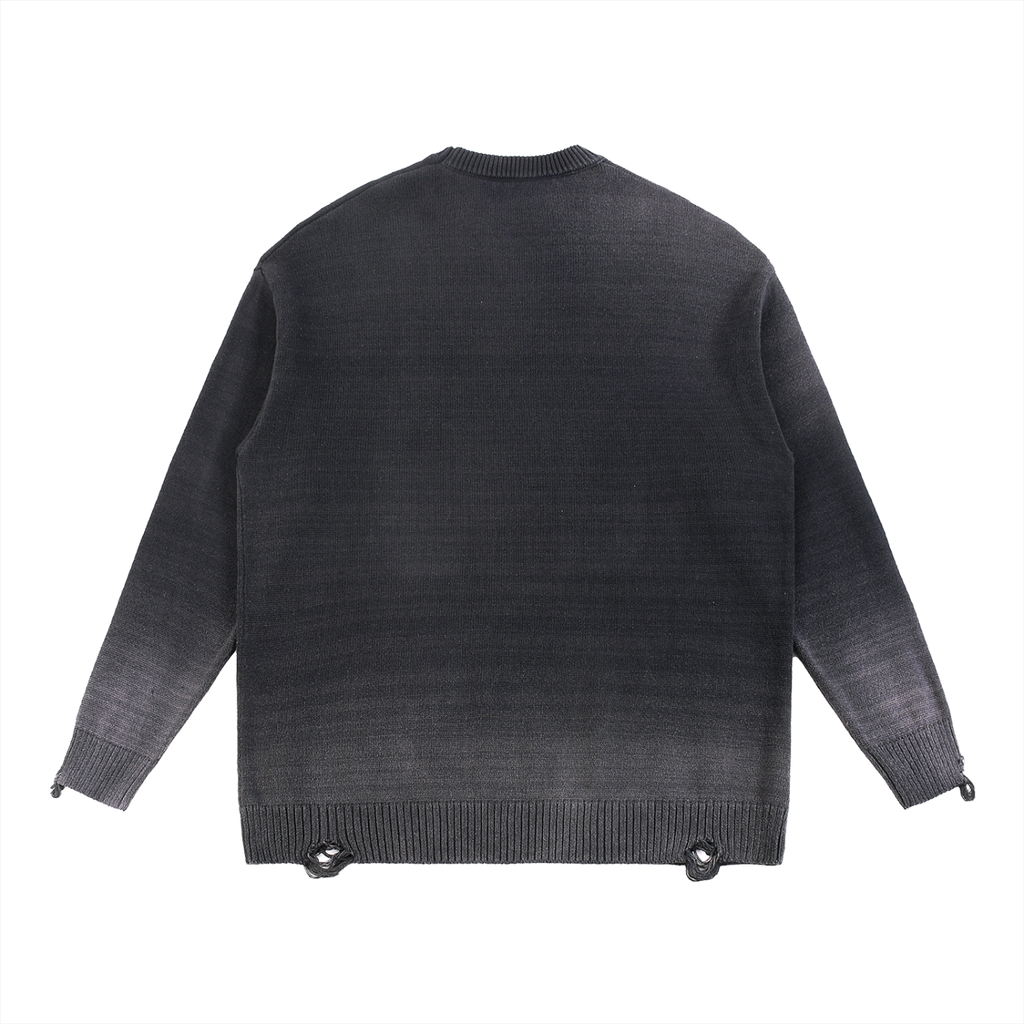 World Of Rock Distressed Ripped Crewneck Sweater