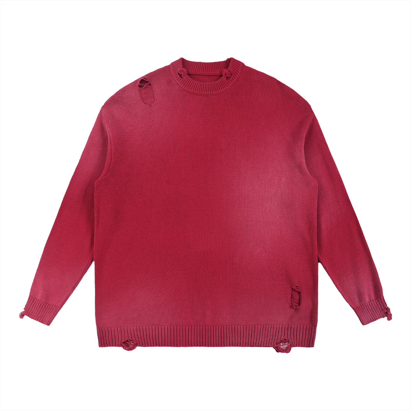 World Of Rock Distressed Ripped Crewneck Sweater