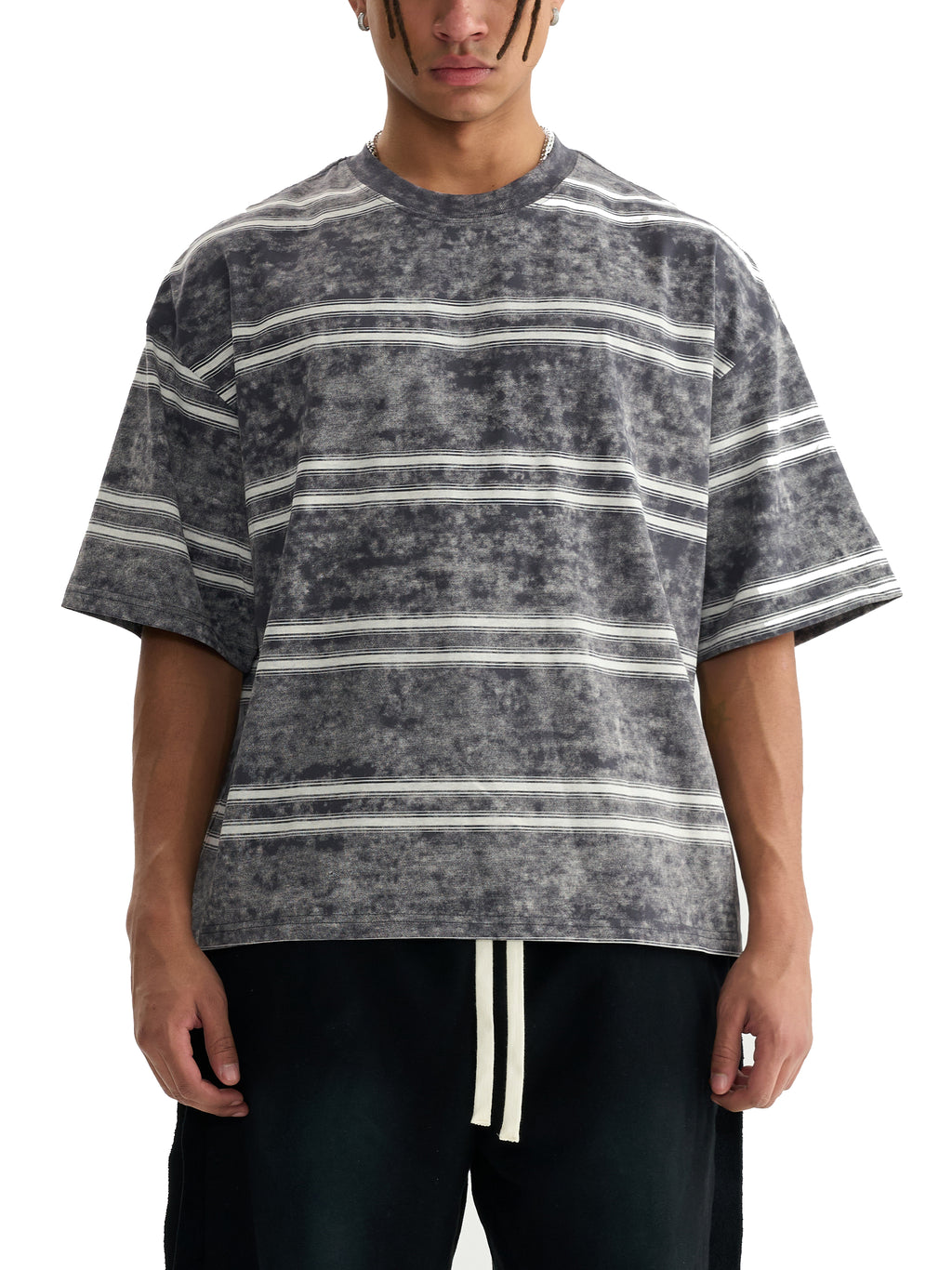 Basic Boxy Stripped World Of Rock T-Shirt