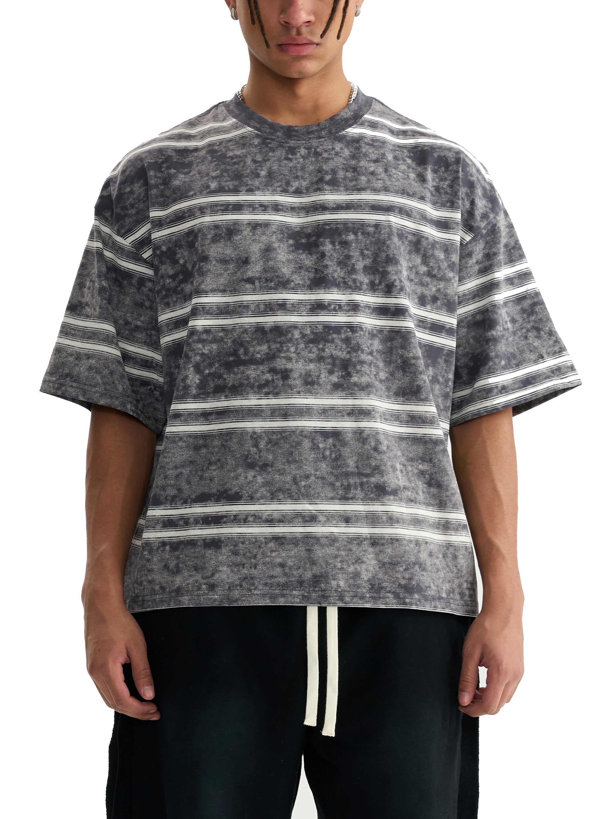 Basic Boxy Stripped World Of Rock T-Shirt