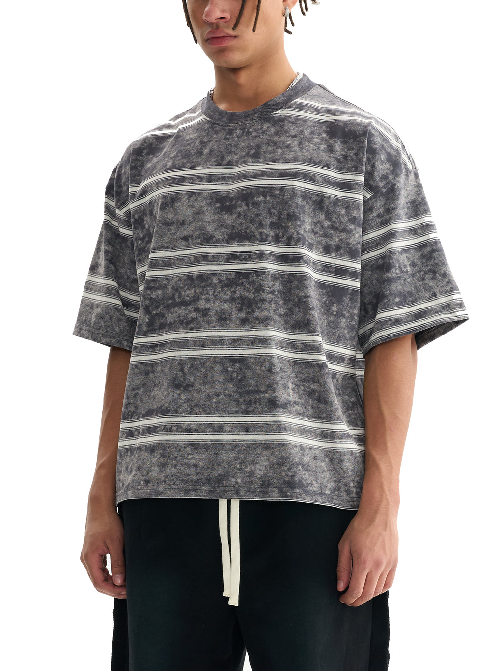 Basic Boxy Stripped World Of Rock T-Shirt