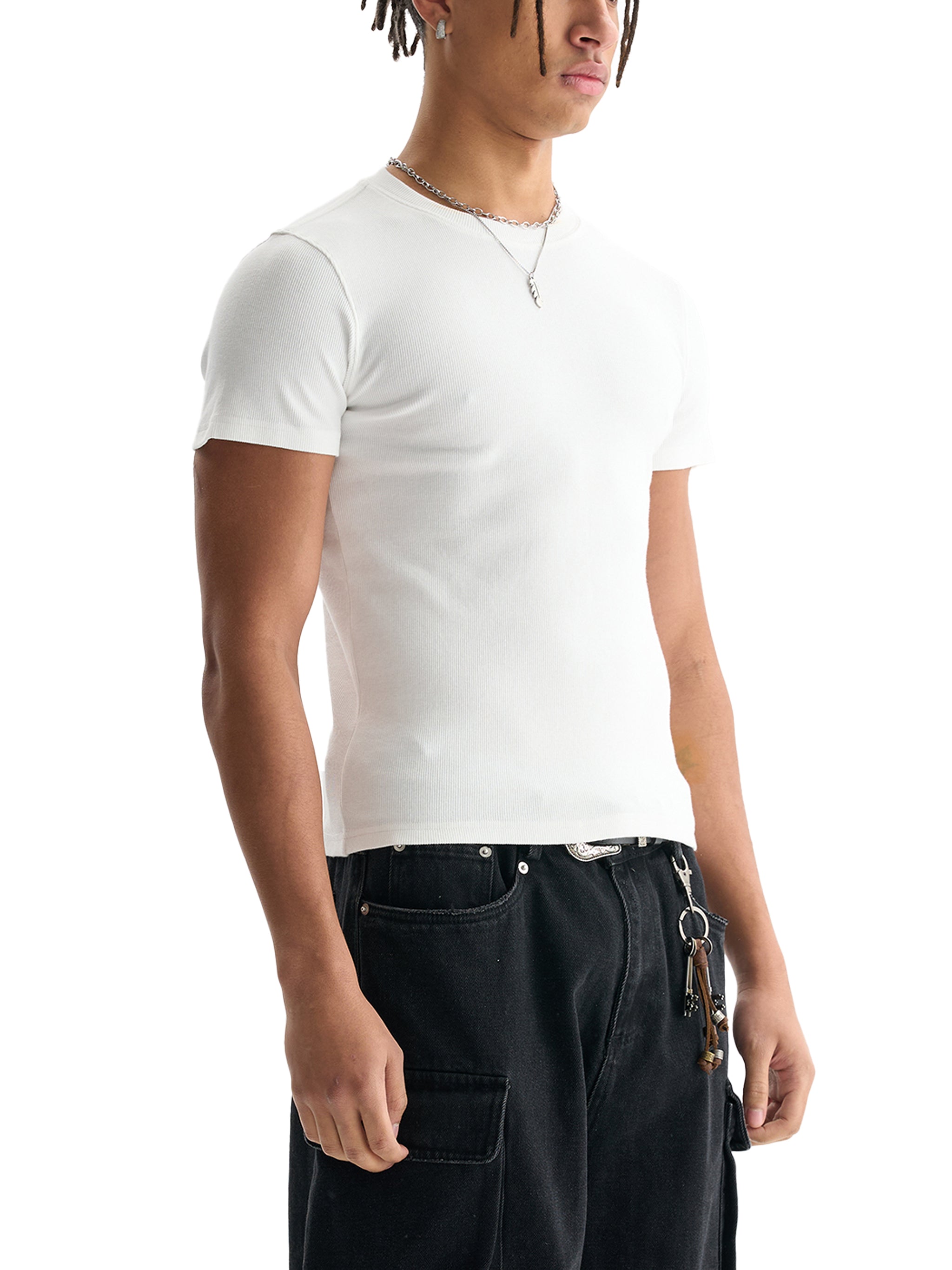 Men's Bodycon World Of Rock Ribbed Crop Top