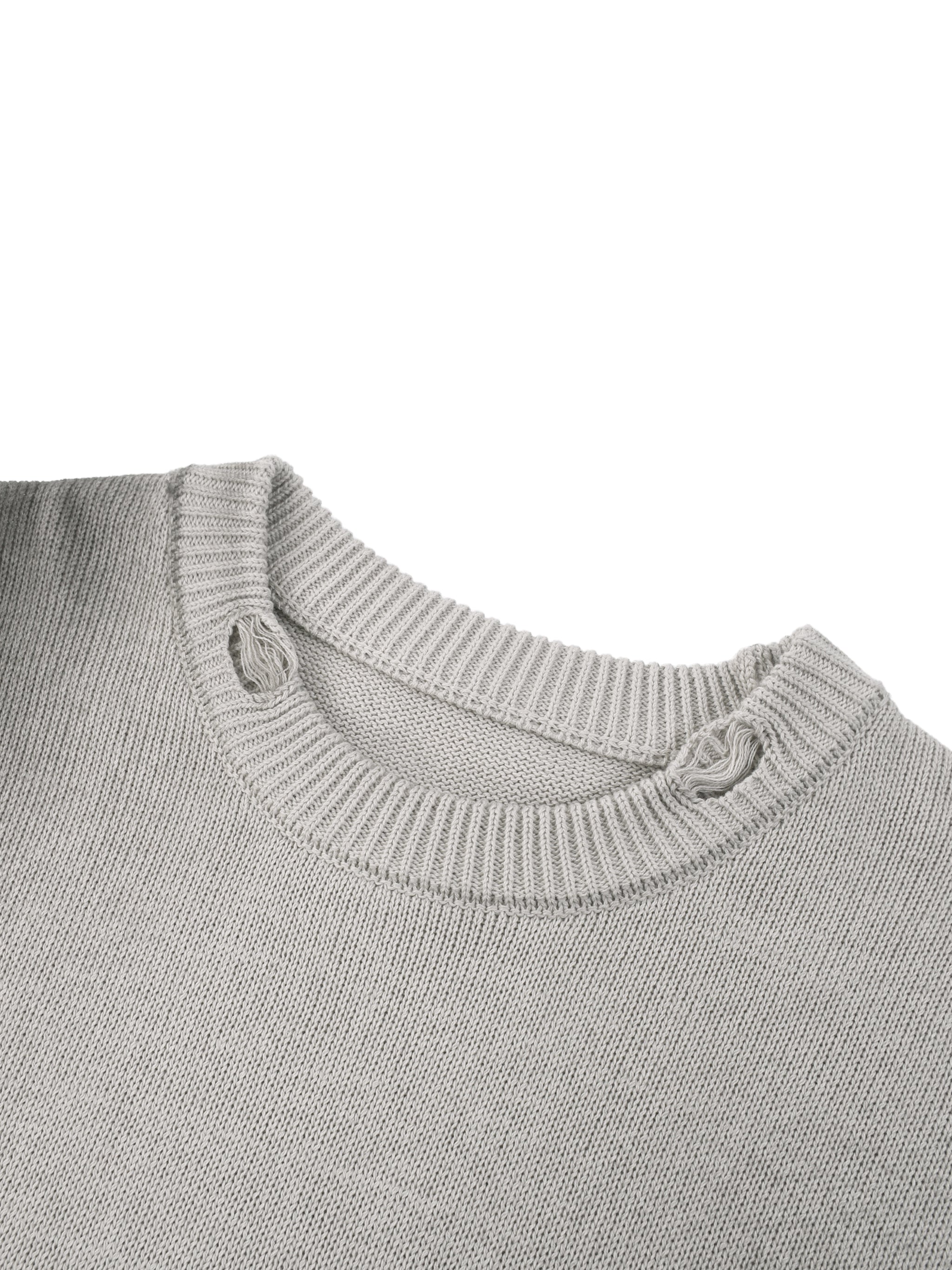 World Of Rock Distressed Ripped Crewneck Sweater