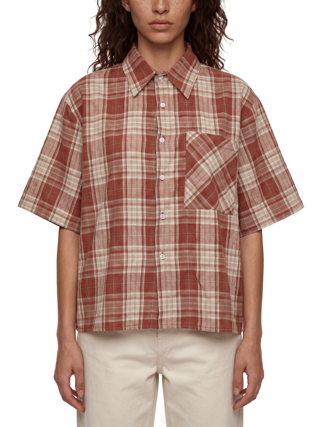 World Of Rock Unisex Plaid Boxy Short Sleeve Shirt