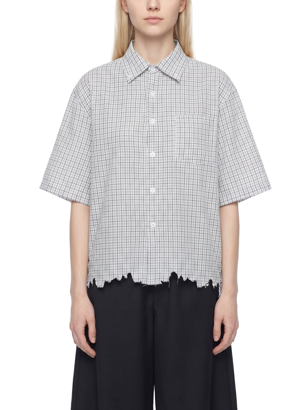 World Of Rock Unisex Distressed Plaid Boxy Shirt