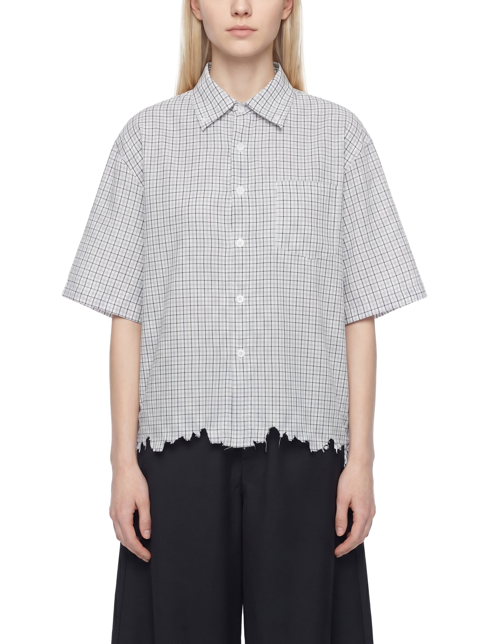 World Of Rock Unisex Distressed Plaid Boxy Shirt