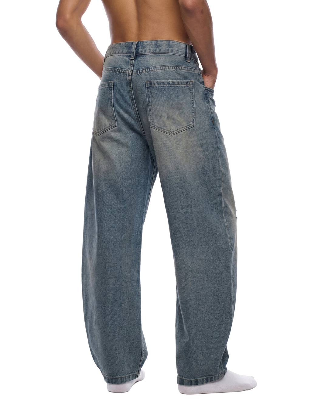 World Of Rock Distressed Barrel Leg Jeans