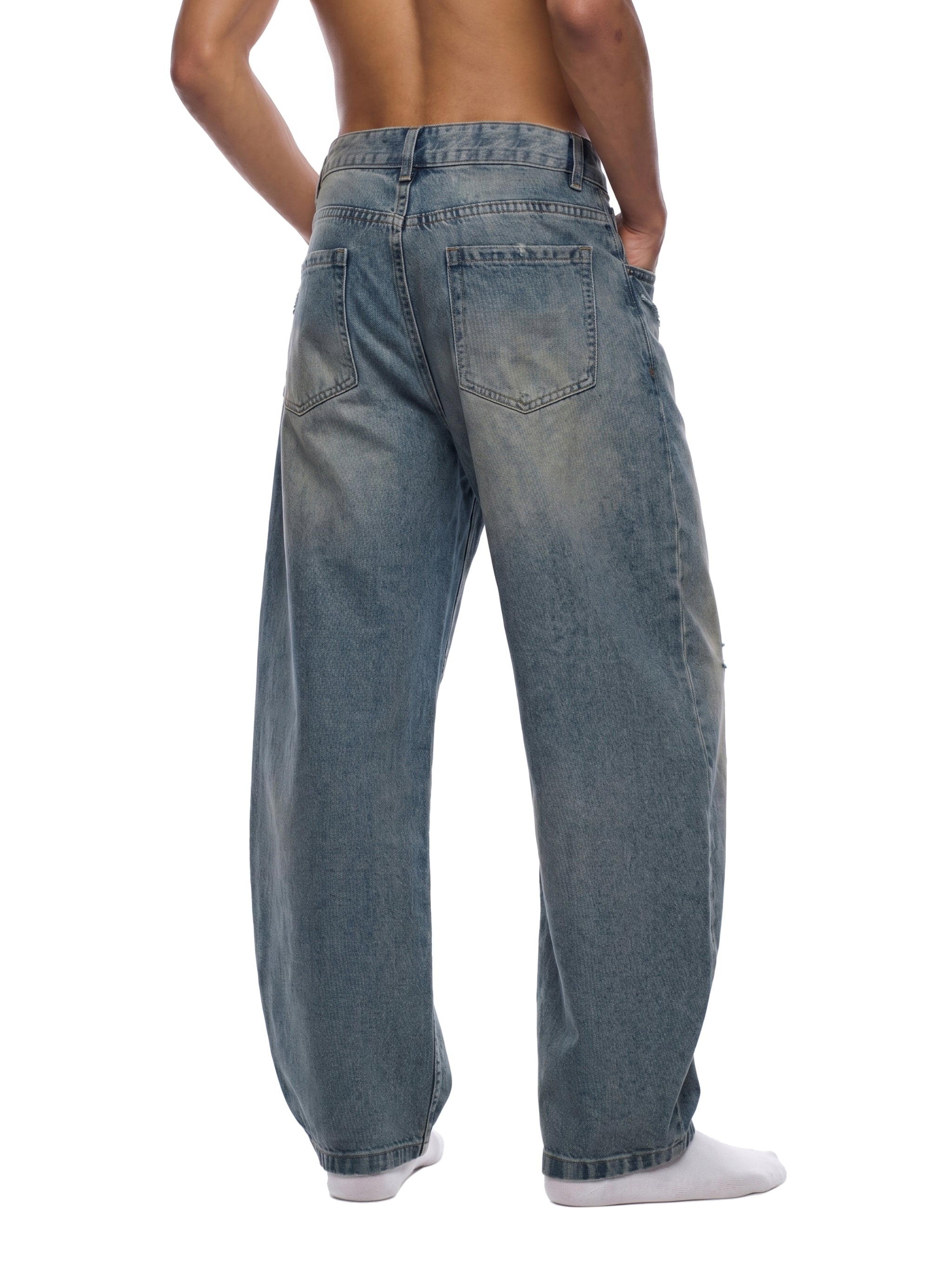 World Of Rock Distressed Barrel Leg Jeans