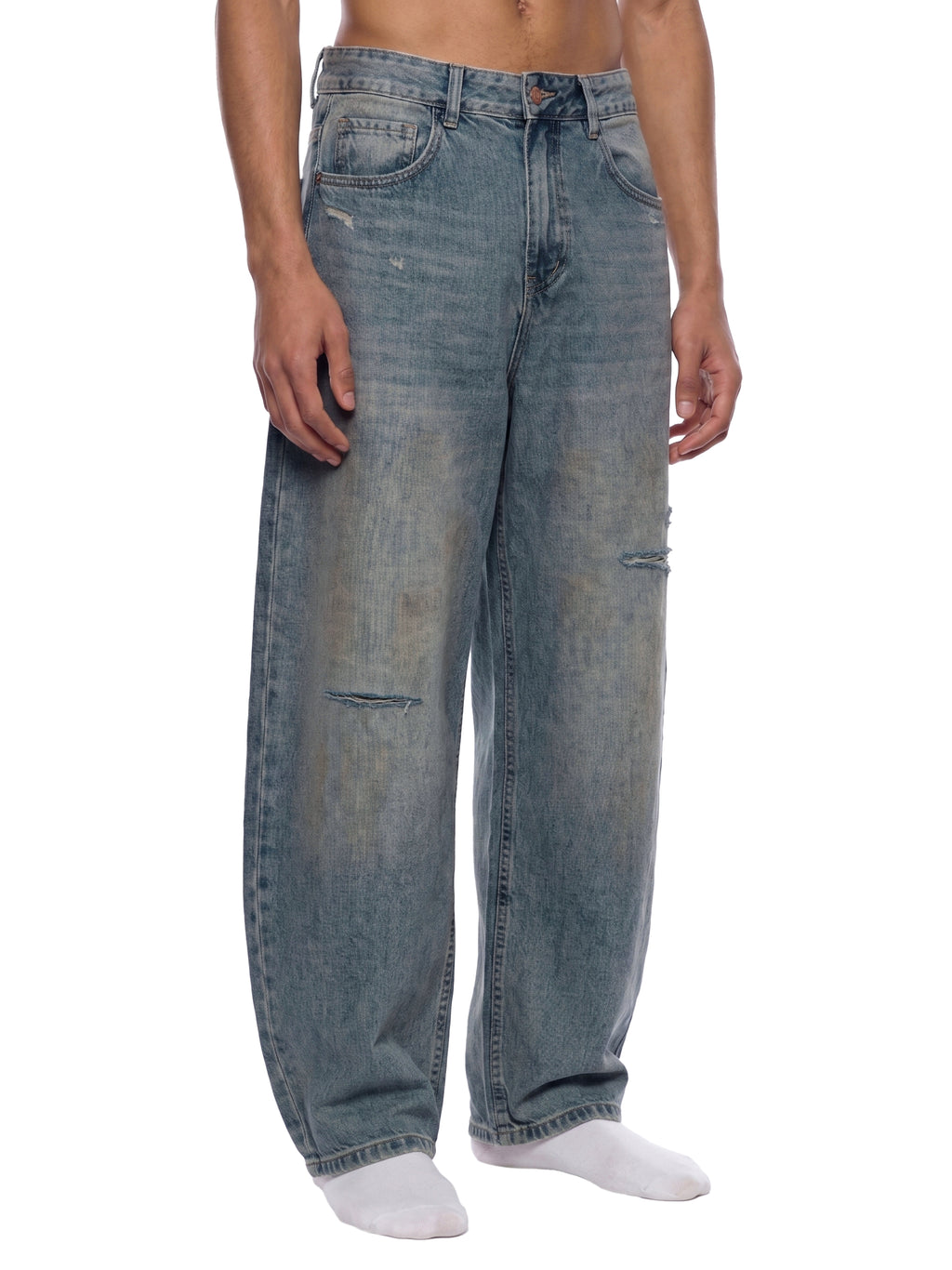World Of Rock Distressed Barrel Leg Jeans