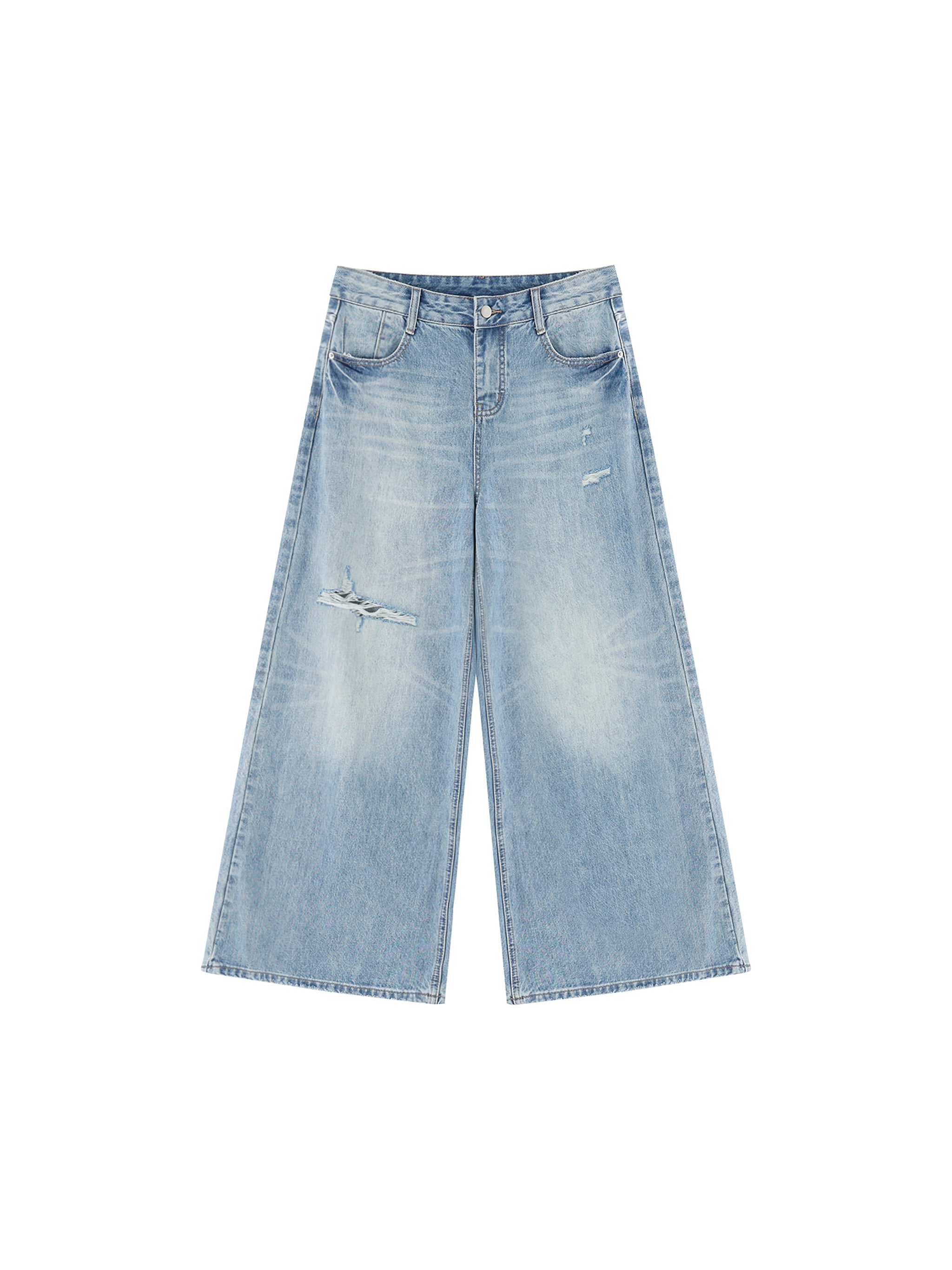 World Of Rock Distressed Wide Leg Jeans