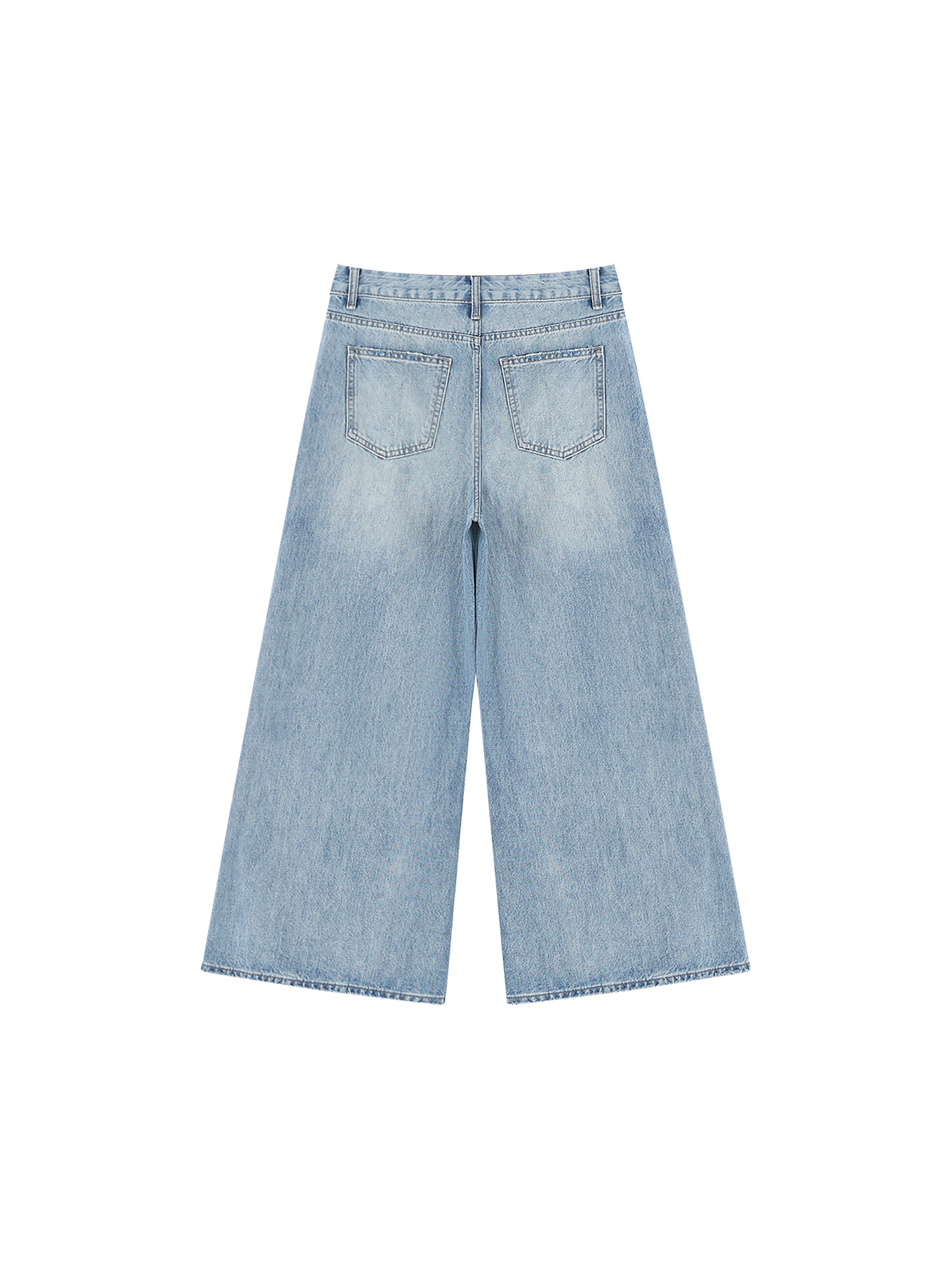 World Of Rock Distressed Wide Leg Jeans