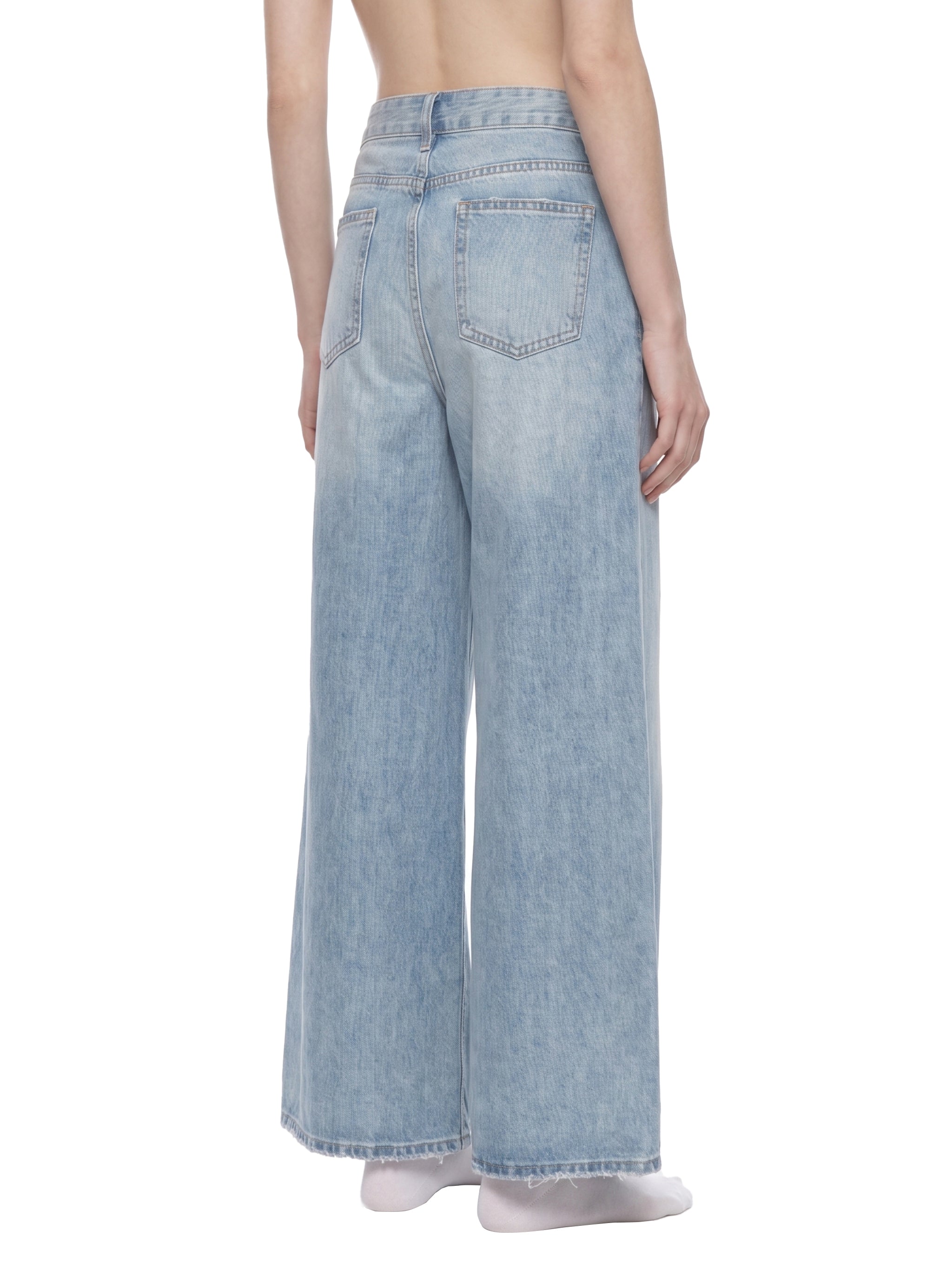 World Of Rock Distressed Wide Leg Jeans
