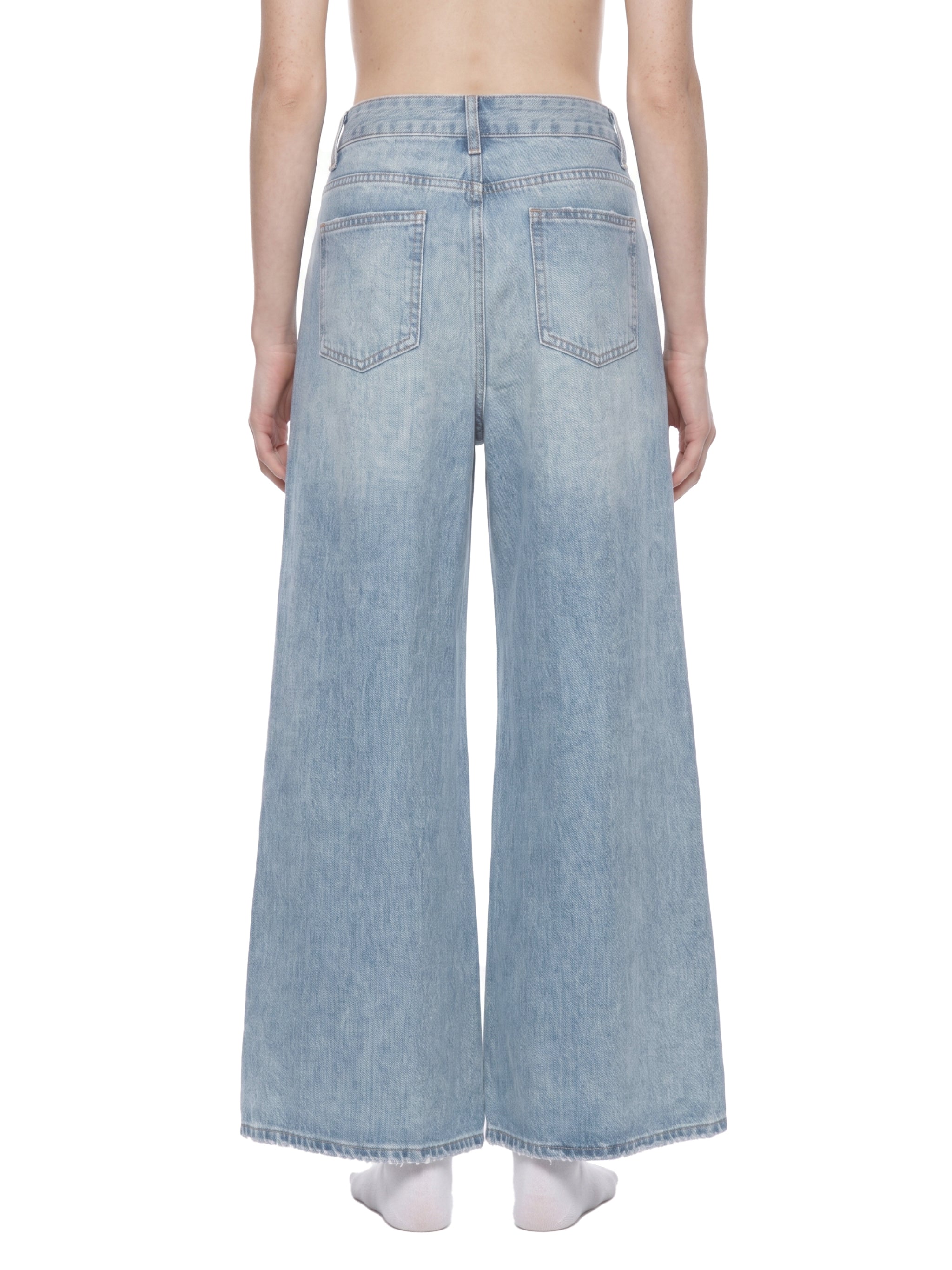 World Of Rock Distressed Wide Leg Jeans