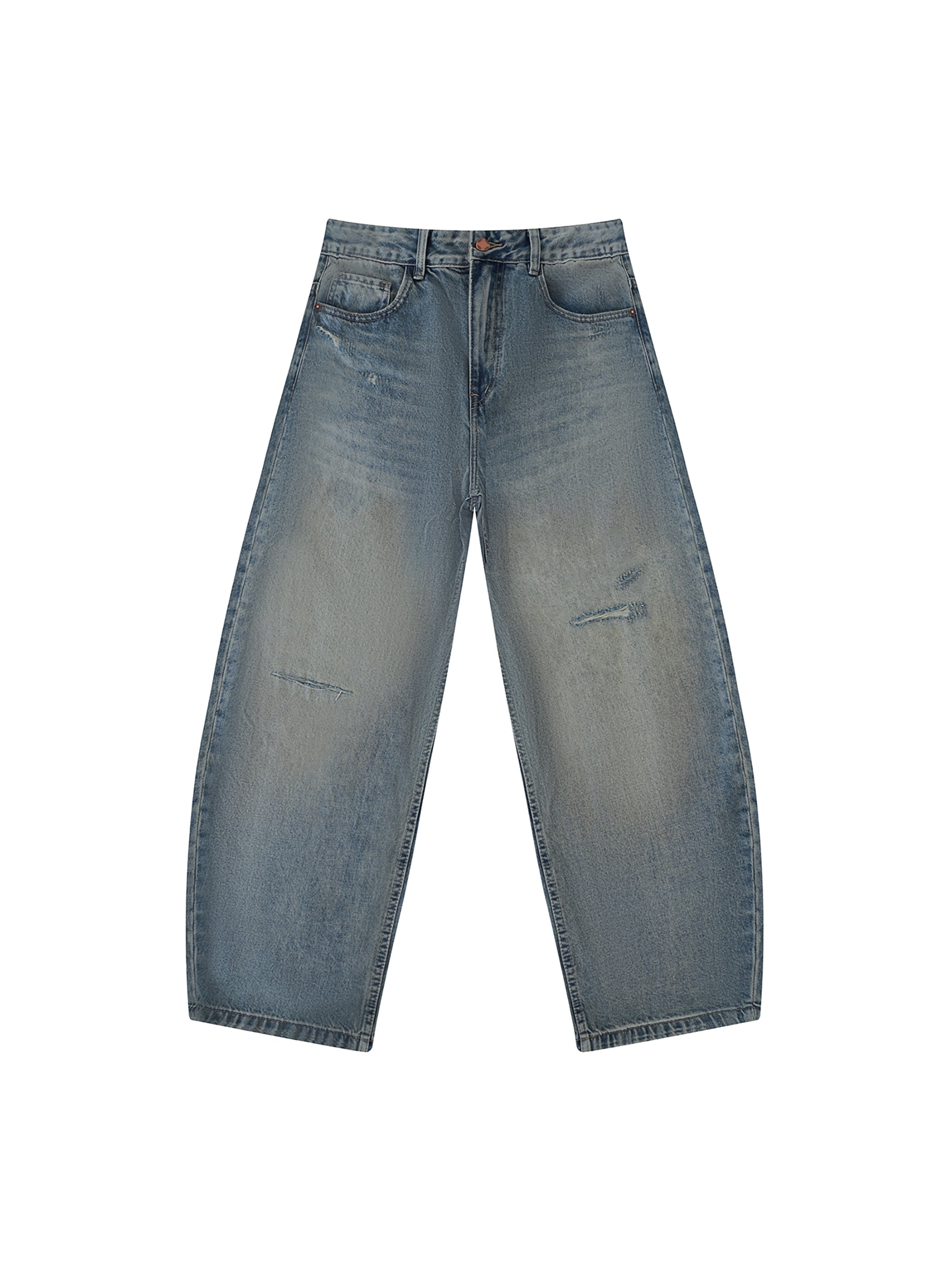 World Of Rock Distressed Barrel Leg Jeans